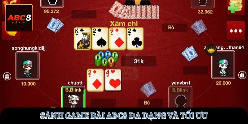 Sảnh game bài ABC8 đa dạng và tối ưu